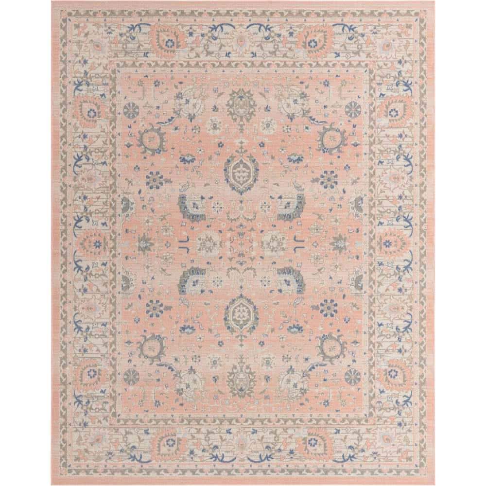 Unique Loom Whitney Bordeaux Powder Pink 9 ft. x 12 ft. Area Rug