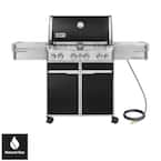 Summit E-470 4-Burner Natural Gas Grill in Black with Built-In Thermometer and Rotisserie