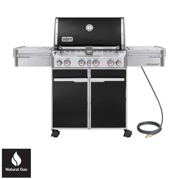 Weber Summit E-470 4-Burner Natural Gas Grill in Black with Built-In Thermometer and Rotisserie