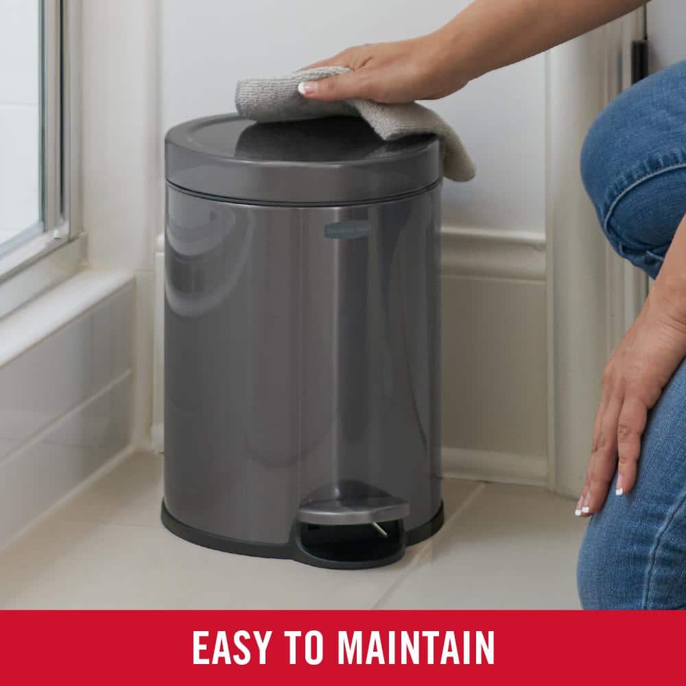 1.6-Gallon Gray Stainless Steel Step-On Trash Can