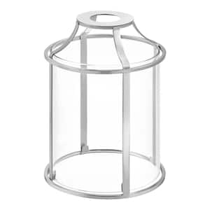 6.54 in. White Metal Lantern with Clear Glass Pendant Light Shade with 2.25 in. Lip Fitter