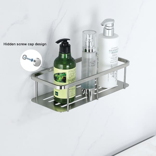 2 Pack Stainless Steel Wall Mounted Rectangle Shower Caddy Storage Shelf Shower Basket in Brushed Nickel