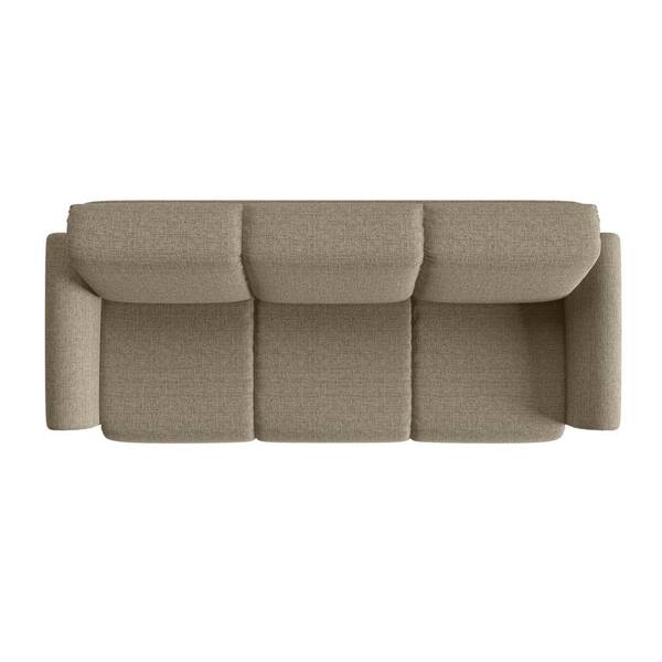 Handy Living Reyn 87 In Wide Barley Tan Chenille Flared Rolled Arm 3 Seat Convert A Couch Full Size Sofa Bed A171403 The Home Depot Couch Full Size Sofa Bed, How Wide Is A Full Size Sleeper Sofa