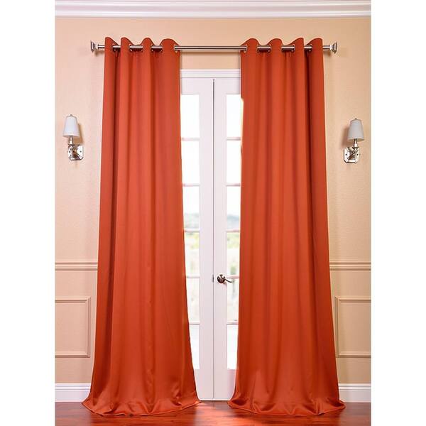 Exclusive Fabrics & Furnishings Semi-Opaque Blaze Orange Grommet Blackout Curtain - 50 in. W x 108 in. L (1 Panel)