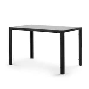 47.25 in. L Rectangle Black Glass Dining Table with Metal Frame (Seats 4)