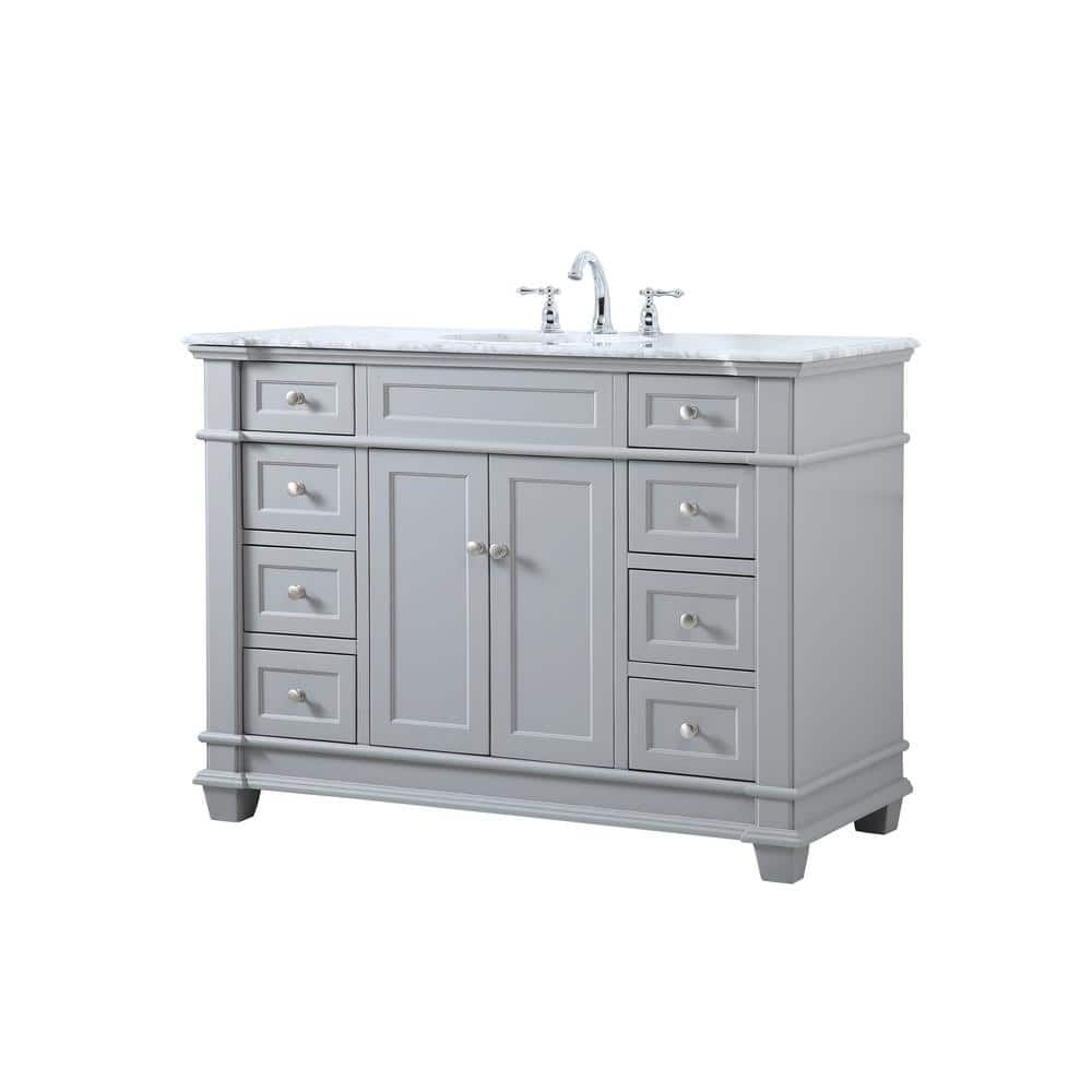 Wesley 48" Gray Solid Wood and Marble Single Bathroom Vanity