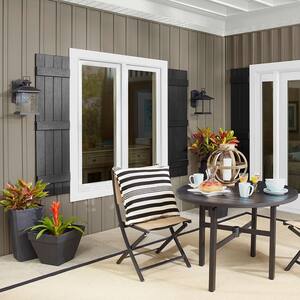 15 in. x 55 in. Polypropylene 4-Board Closed Board and Batten Shutters Pair in Black
