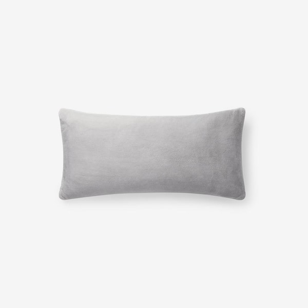 The Company Store Company Cotton Plush Gray Smoke 14 in. x 30 in. Decorative Throw Pillow Cover