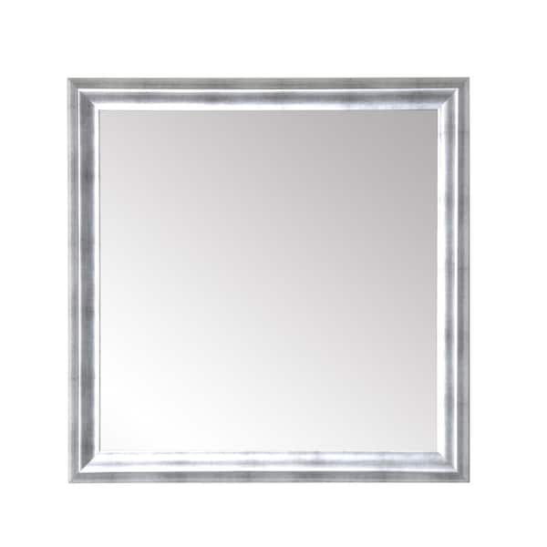 BrandtWorks 31 in. W. x 31 in. H Square Framed Silver/Black Brushed Mirror