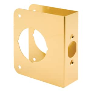 1-3/8 in. x 4-1/2 in. Thick Solid Brass Lock and Door Reinforcer, 2-1/8 in. Single Bore, 2-3/8 in. Backset