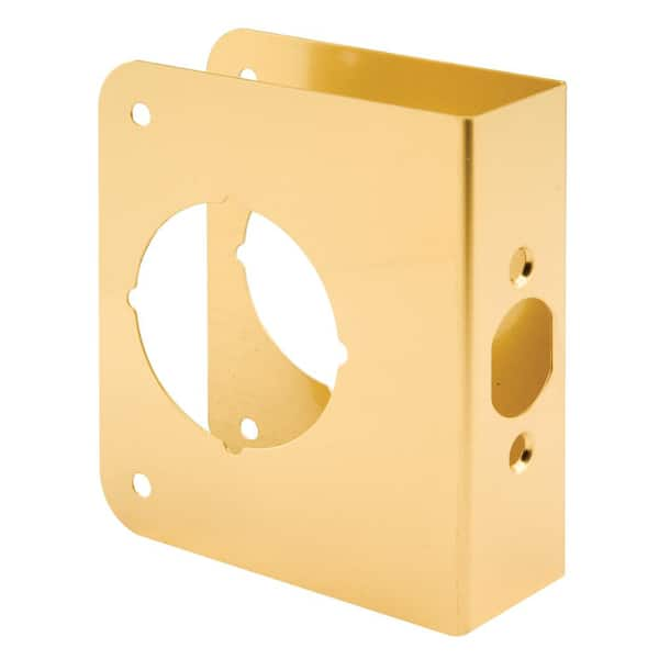 Prime-Line 1-3/8 in. x 4-1/2 in. Thick Solid Brass Lock and Door Reinforcer, 2-1/8 in. Single Bore, 2-3/8 in. Backset