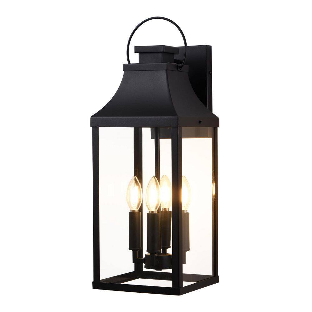 22.6 in. 4-Light Matte Black Hardwired Outdoor Wall Lantern Sconce with No Bulbs Included price history on PriceWatchPro