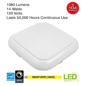 12 in. Square 14-Watt LED Flush Mount Ceiling Light 1080 Lumens 4000K Bright White 120-Volt (4-Pack)