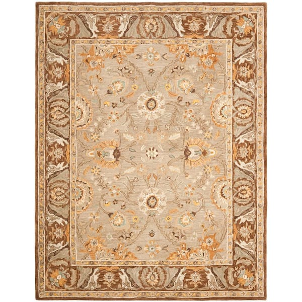 SAFAVIEH Anatolia Dark Gray/Brown 8 ft. x 10 ft. Border Area Rug