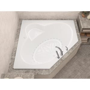 Malachite 5 ft. Acrylic Corner Drop-in Air Bathtub in White