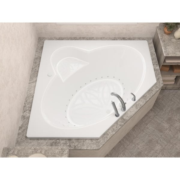 Malachite Series 82 in. x 62 in. Neo Angle Air Bathtub with Center Drain and Aromatherapy Bubbles in Glossy Smooth White