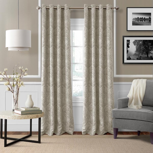 Elrene Natural Paisley Blackout Curtain - 52 in. W x 95 in. L