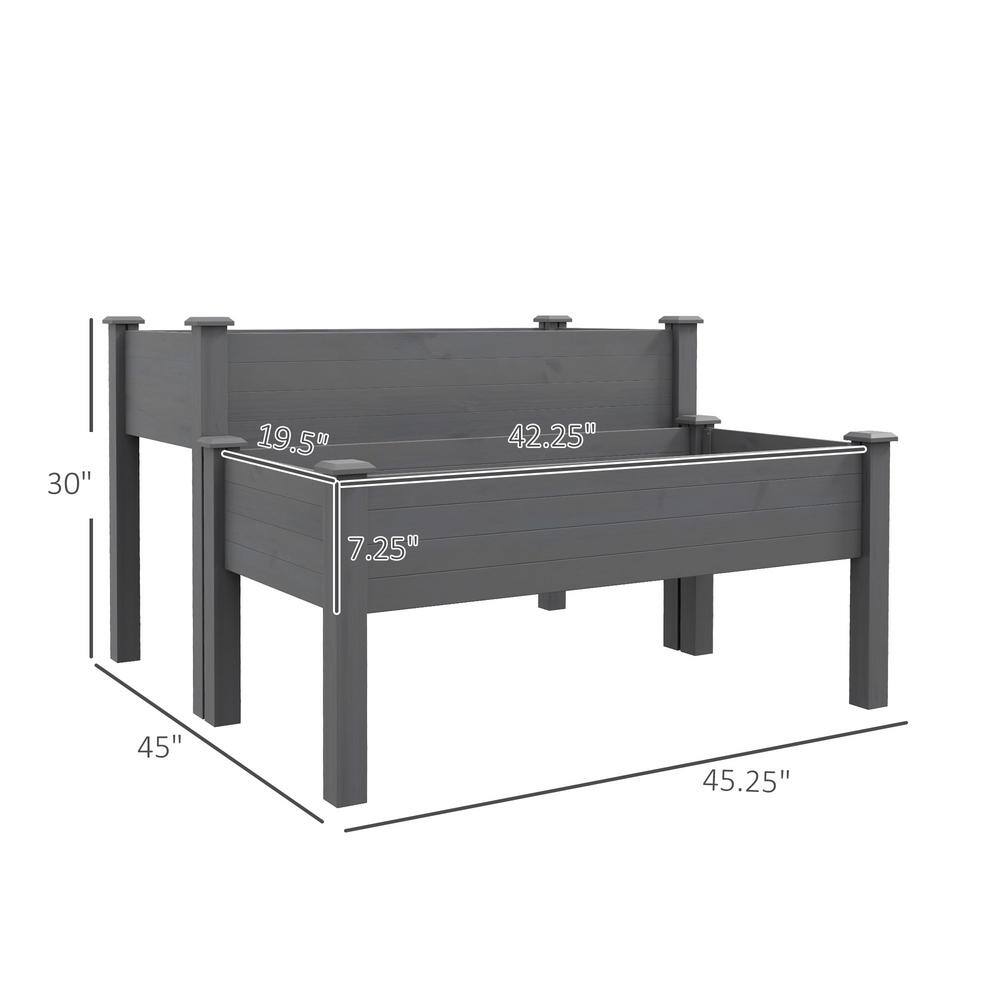 Gray Fir Wood 2-Tier Raised Garden Bed Planter