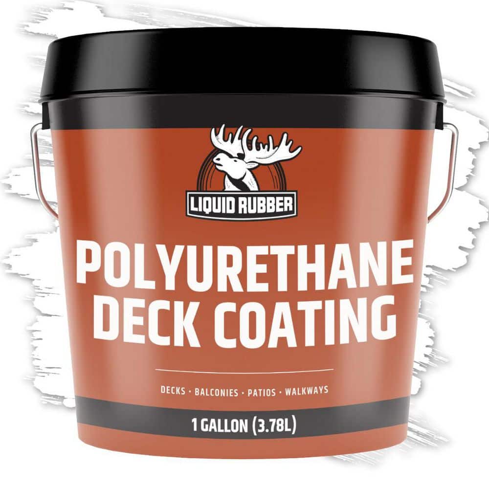 1 Gal. Smooth White, Polyurethane Deck Coating, Synthetic Rubber, Flat, Ext