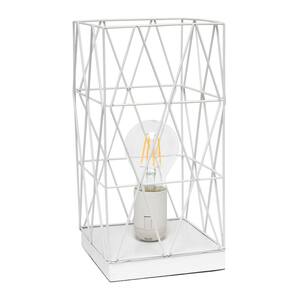 10.25 in. White Geometric Square Metal Table Lamp