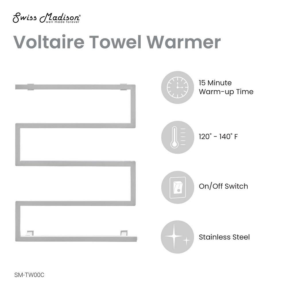 Chrome 5-Bar Electric Wall Mounted Towel Warmer