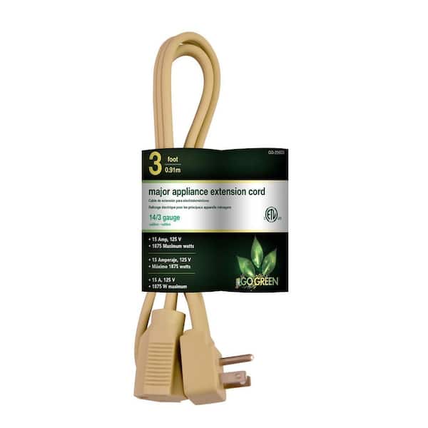 Power By Go Green 3 Ft 14 3 Spt A C Extension Cord Beige Gg The Home Depot