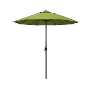 7.5 ft. Black Aluminum Market Patio Umbrella Auto Tilt in Macaw Sunbrella