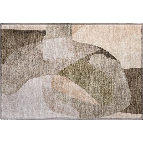 Mayfield Premium Machine Washable Abstract AMF2058 Taupe 2 ft. x 3 ft. Accent Rug
