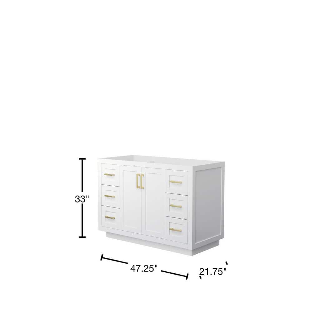 Miranda 48 Inch White Single Bathroom Vanity with Brushed Gold Trim