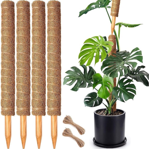 22 in. H Brown Coir Stackable Moss Pole for Plants Monstera Coir Totem Plant  Support Stakes Stand for Plants, (4-Pack) OGSA04-3094 - The Home Depot