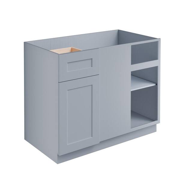 45 in. W x 24 in. D x 34.5 in. H Plywood Ready to Assemble Floor Blind Corner Base Kitchen Cabinet in Grey