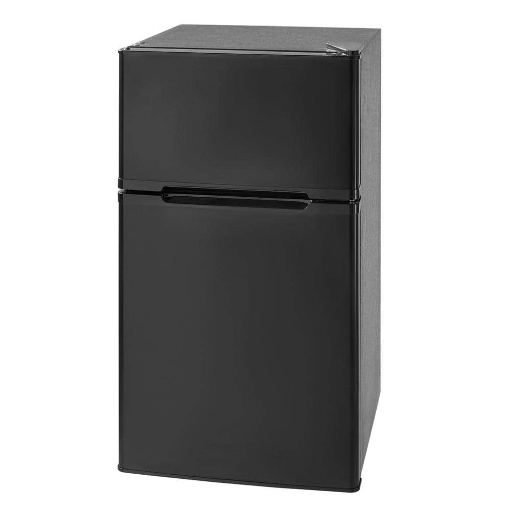 Small Refrigerator 3.2 Cu.Ft. Two-Door Mini Fridge with Freezer Reversible Door Black 35 dB