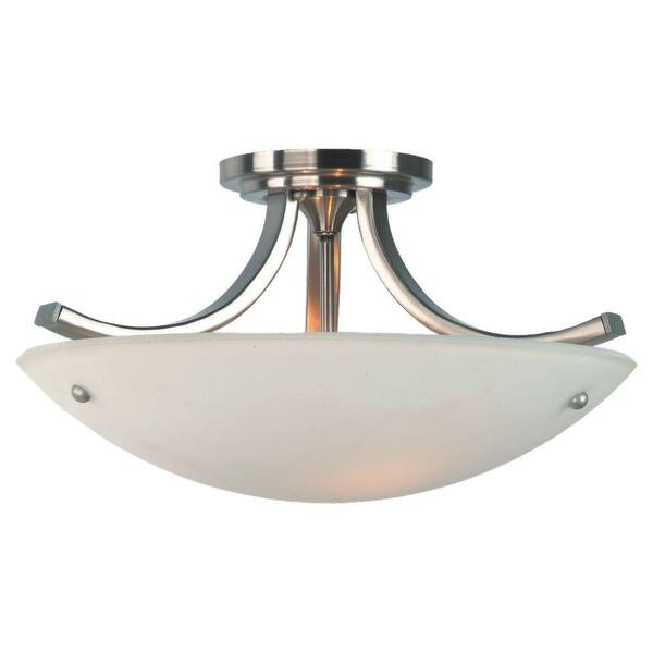 Generation Lighting Gravity 3-Light Brushed Steel and Polished Nickel Semi-Flush Mount Light