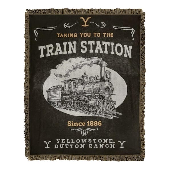 THE NORTHWEST GROUP Yellowstone Train Station Woven Jacquard Throw Blanket