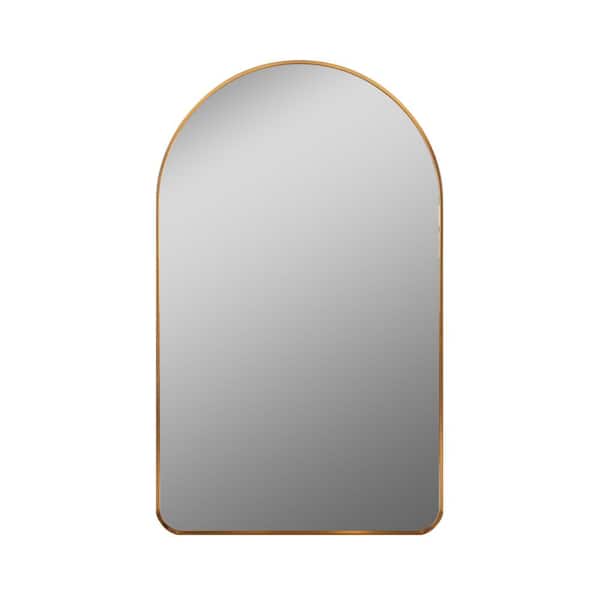 Decor Wonderland Rita 19.6 in. W x 31.5 in. H Arched Metal Framed Oval Wall Mount Bathroom Vanity Mirror in Gold