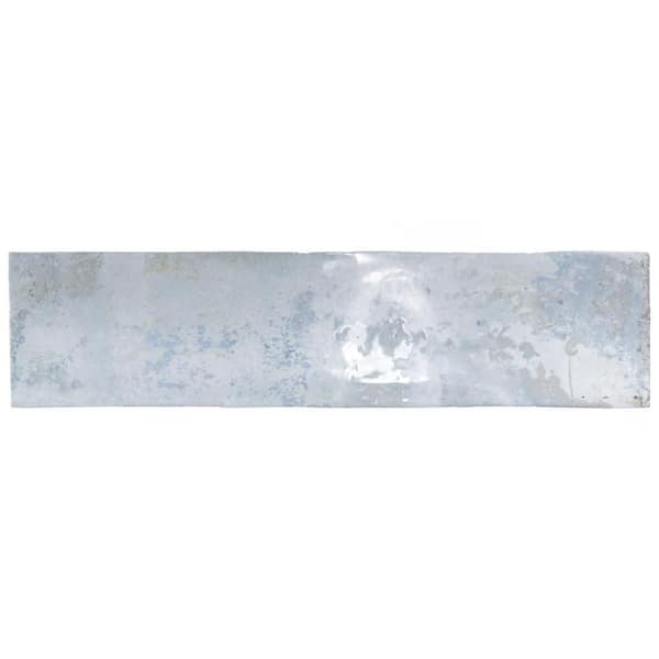 Merola Tile Biarritz Blue 3 in. x 11-7/9 in. Ceramic Wall Take Home Tile Sample