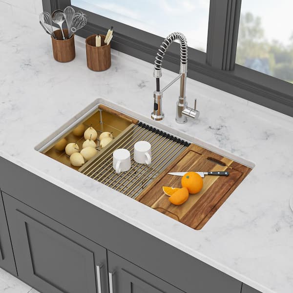 Sarlai 24 In. W X 18 In. D Undermount Single Bowl White Quartz Composite Laundry/Utility Sink Laundry Tub With Accessories SYSXYC241812 - View #4