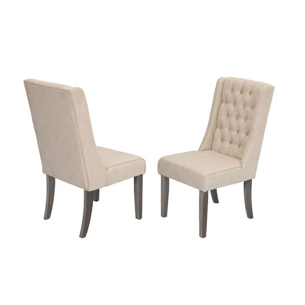 Best Quality Furniture Israel 2pc Rustic Gray Beige Linen Fabric Chairs