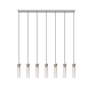 Beau 7-Light Brushed Nickel Shaded Linear Chandelier with Clear Glass Shade with No Bulbs Included
