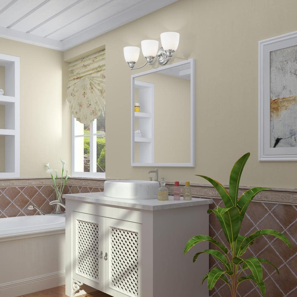 Somerville Brushed Nickel 3-Light Vanity with Satin Opal Glass