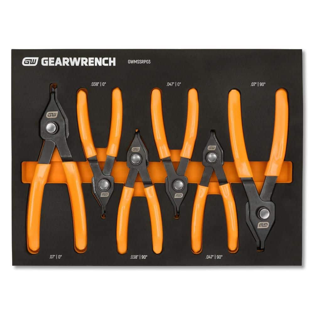 GEARWRENCH Convertible Push Button Snap Ring Pliers Set in Foam