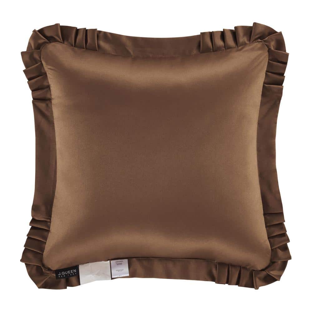Copper and Beige Damask Square Decorative Throw Pillow