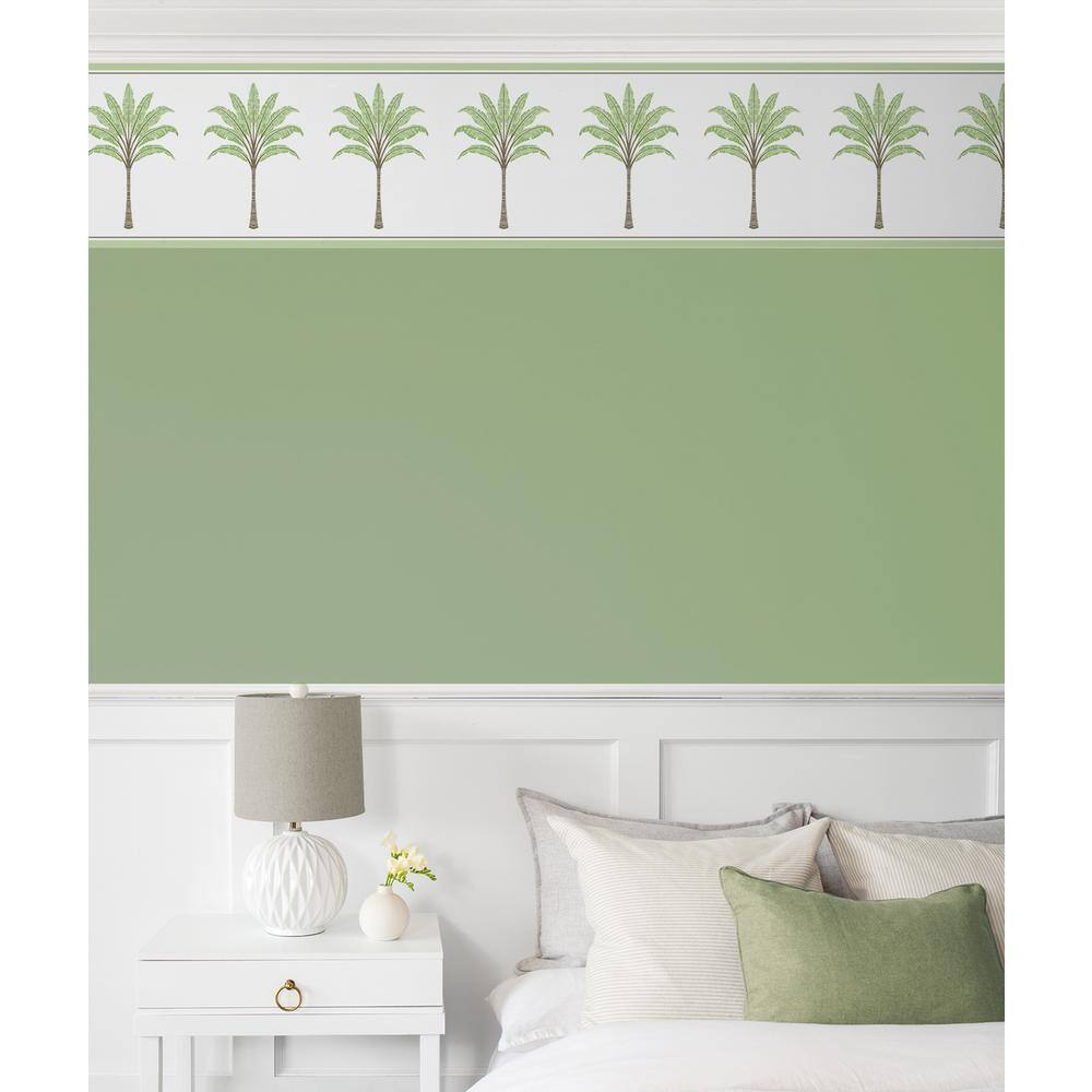 Green Tea Palm Tree Peel and Stick Wallpaper Border