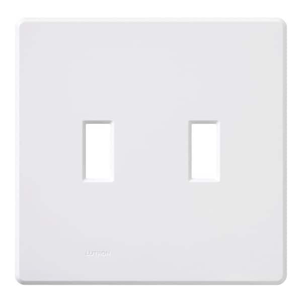 Lutron Fassada 2 Gang Toggle Switch Cover Plate for Dimmers and Switches, White (FW-2-WH) (1-Pack)