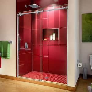 Enigma Sky 56 to 60 in. W x 76 in. H Frameless Sliding Shower Door in Brushed Stainless Steel