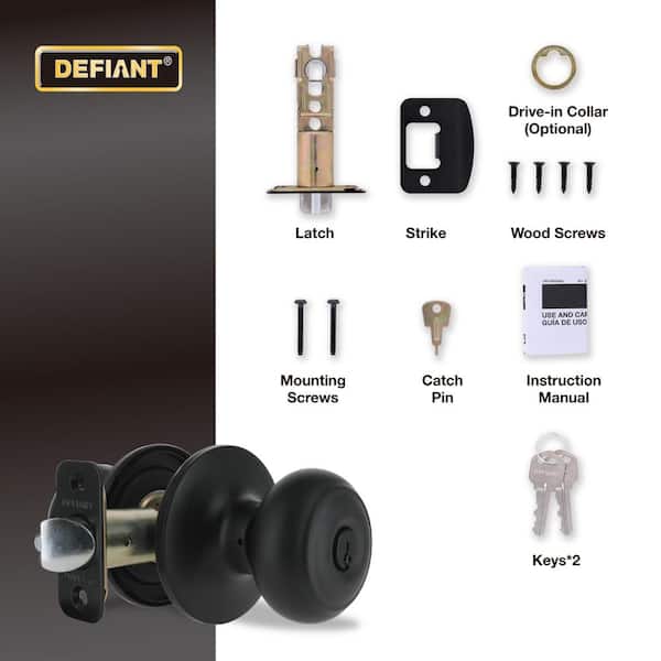 KEY / ボトム/34/コットン/BLK/WO14469 Defiant Hartford Matte Black Keyed Entry Door Knob 32TGX900B - The