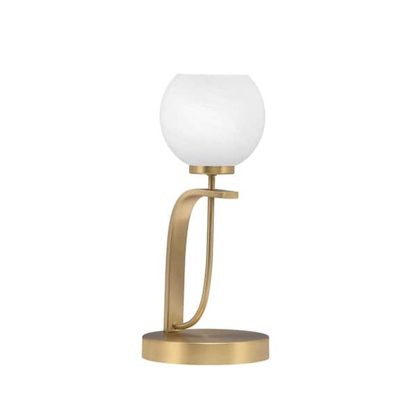 Unbranded Olympia 15.5 in. New Age Brass Piano Desk Lamp with White Marble Glass Shade