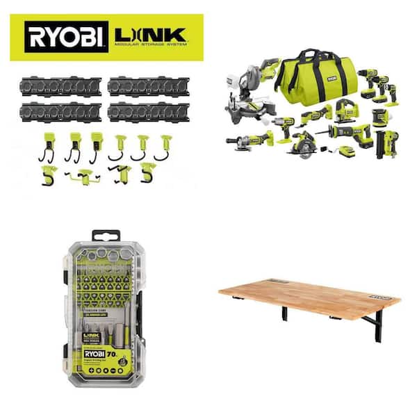 RYOBI ONE 18V 12-Tool Combo Kit with Batteries, Charger, Storage, Impact Set and Workbench