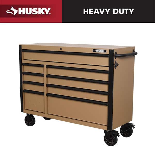Heavy Duty 52 in. W 9-Drawer Matte Tan Rolling Tool Cabinet