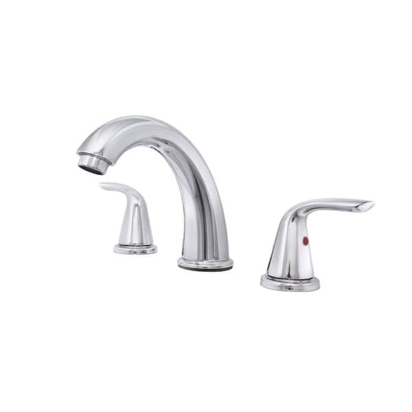 WASSERMAN FAUCETS 8 in. Widespread Dual Wing Handle High-Arc 3-Hole Bathroom Lavatory Faucet with Matching Push Pop-Up in Chrome 1 Pack